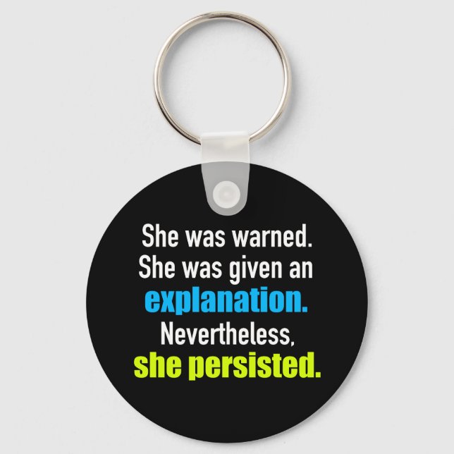 She Persisted Elizabeth Warren Key Ring (Front)