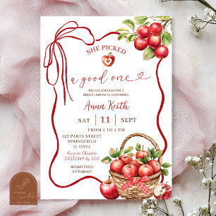 She Picked a good one apple bridal shower Invitation