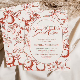 She Picked A Good One Vintage Apple Bridal Shower Invitation