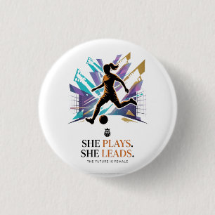 She Plays She Leads Future Women’s Football Star I 3 Cm Round Badge