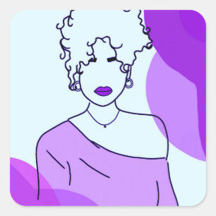 she - purple square sticker