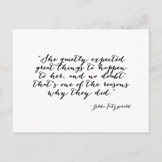 She quietly expected great things postcard