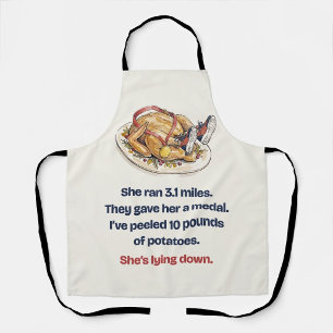 She Ran the Turkey Trot: Funny Thanksgiving Apron