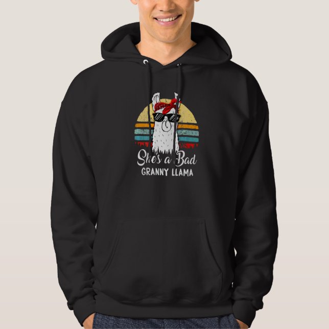 She S A Bad Granny Llama Mum Mama Grandma Hoodie (Front)