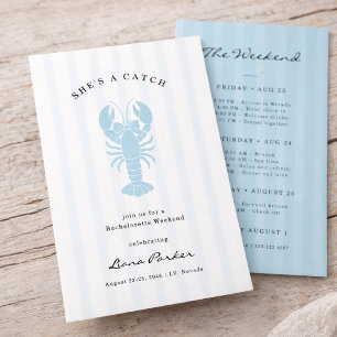 She’s a Catch Coastal Lobster Bachelorette Weekend Invitation