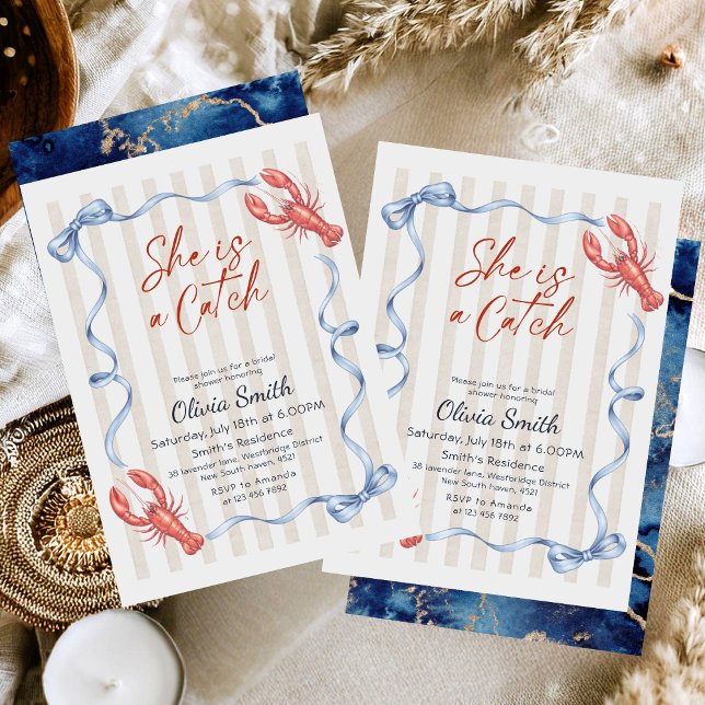 She’s a Catch Costal Lobster Bridal Shower  Invitation (Creator Uploaded)
