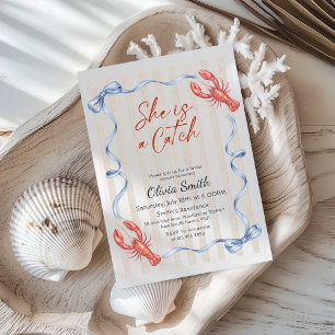 She’s a Catch Costal Lobster Bridal Shower  Invitation