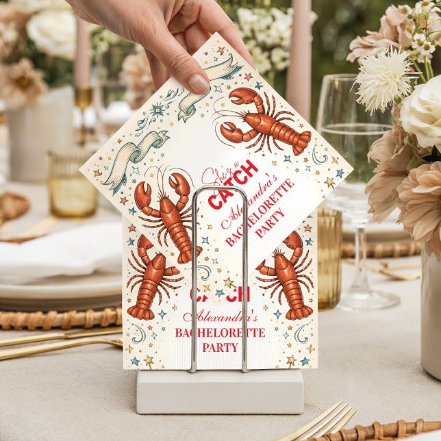 She’s a Catch Nautical Bachelorette Napkin (Creator Uploaded)