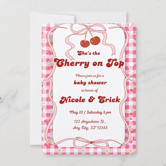 She’s a Cherry on Top| Baby Shower Invite (Front)