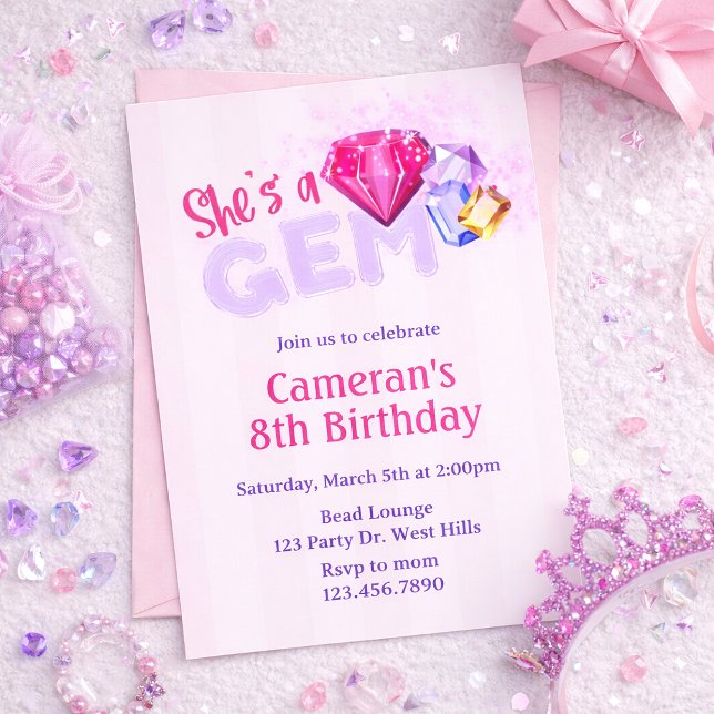 She’s a Gem Birthday  | Gemstone | Invitation (Creator Uploaded)