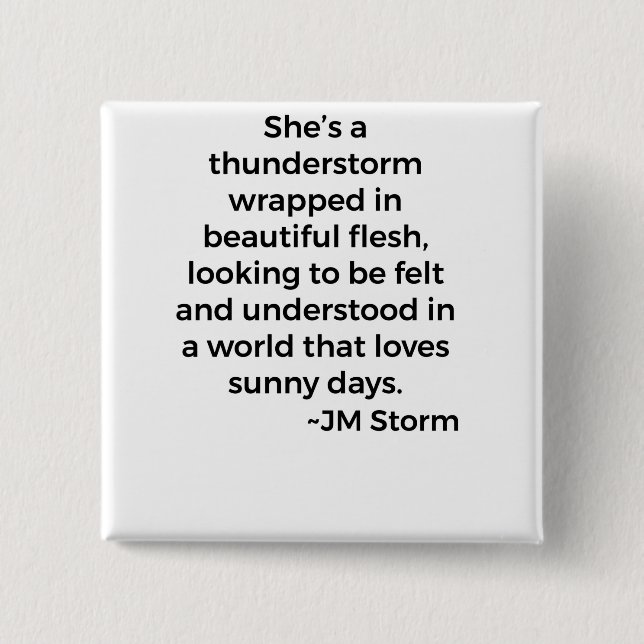 She’s A Thunderstorm 15 Cm Square Badge (Front)