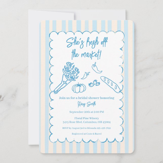She’s Fresh Off the Market Bridal Shower  Invitation (Front)