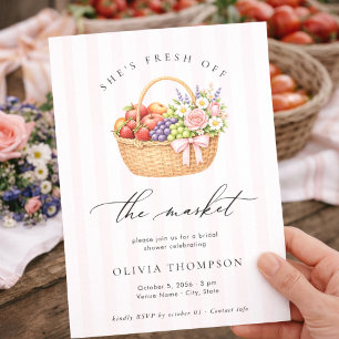 She’s Fresh Off the Market Stripe Bridal Shower Invitation