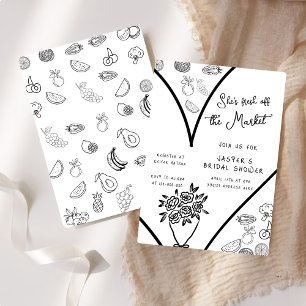 She’s Fresh Off the Market Whimsical Bridal Shower Invitation