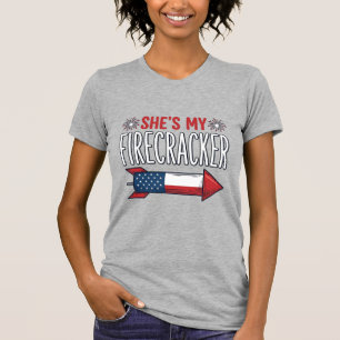 She’s My Firecracker Patriotic Couple Design_1 T-Shirt