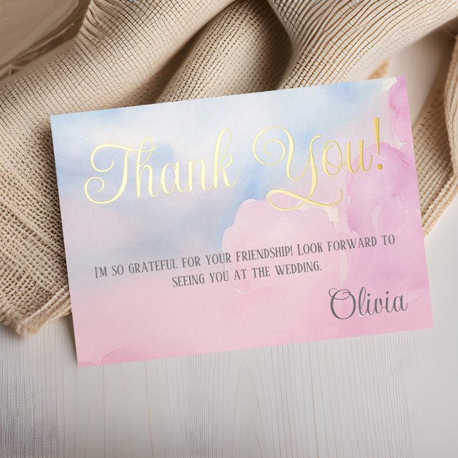 She’s On Cloud 9 Pink Bridal Shower Thank you card (Creator Uploaded)