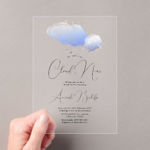 She’s on Cloud Nine Clear Bridal Shower Acrylic Invitations