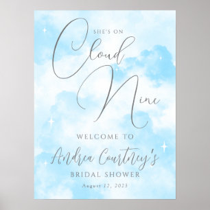 She’s on Cloud Nine Dreamy Blue Bridal Shower Poster