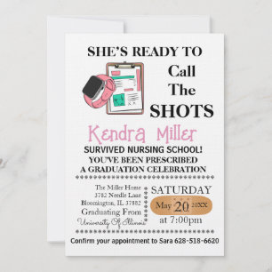 She’s Ready To Call The Shots Nursing Graduation I Invitation