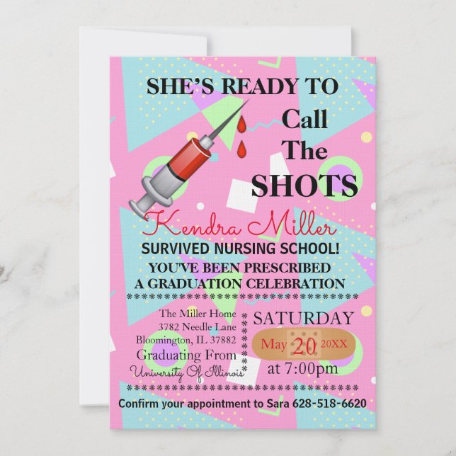She’s Ready To Call The Shots Nursing Graduation I Invitation (Front)