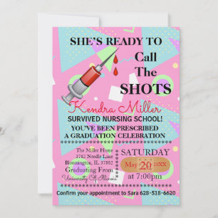 She’s Ready To Call The Shots Nursing Graduation I Invitation