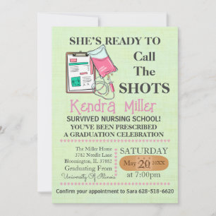 She’s Ready To Call The Shots Nursing Graduation I Invitation