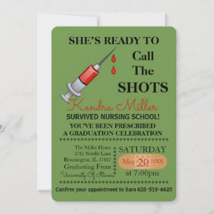 She’s Ready To Call The Shots Nursing Graduation Invitation