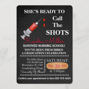 She’s Ready To Call The Shots Nursing Graduation Invitation
