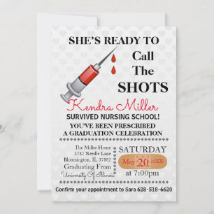 She’s Ready To Call The Shots Nursing Graduation Invitation