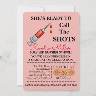 She’s Ready To Call The Shots Nursing Graduation Invitation