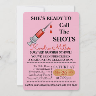 She’s Ready To Call The Shots Nursing Graduation Invitation