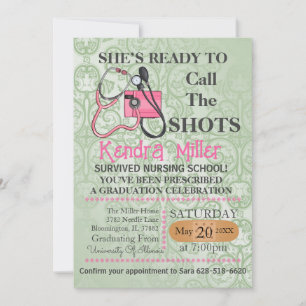 She’s Ready To Call The Shots Nursing Graduation Invitation