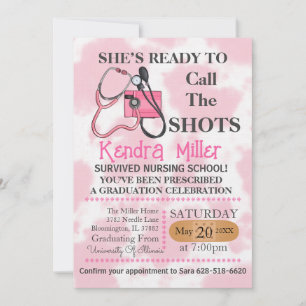 She’s Ready To Call The Shots Nursing Graduation Invitation
