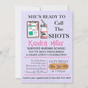 She’s Ready To Call The Shots Nursing Graduation Invitation