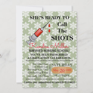 She’s Ready To Call The Shots Nursing Graduation Invitation