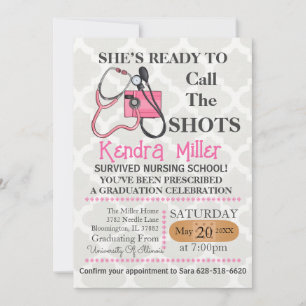 She’s Ready To Call The Shots Nursing Graduation Invitation