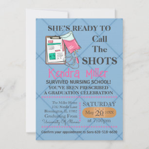 She’s Ready To Call The Shots Nursing Graduation  Invitation