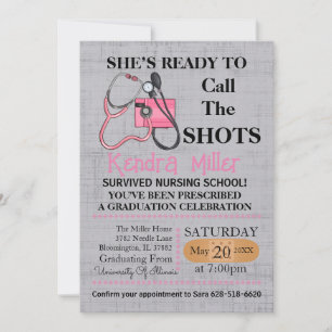 She’s Ready To Call The Shots Nursing Graduation Invitation