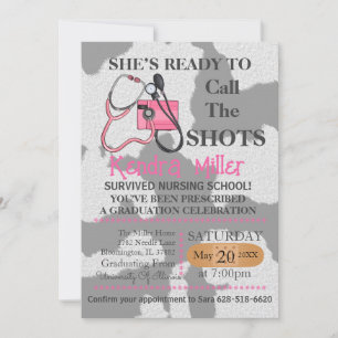 She’s Ready To Call The Shots Nursing Graduation Invitation