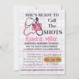 She’s Ready To Call The Shots Nursing Graduation Invitation
