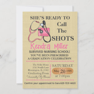 She’s Ready To Call The Shots Nursing Graduation Invitation