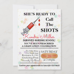 She’s Ready To Call The Shots Nursing Graduation Invitation