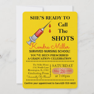 She’s Ready To Call The Shots Nursing Graduation Invitation