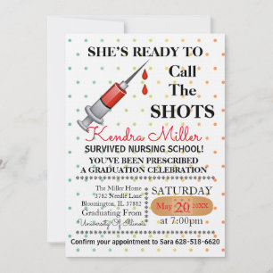 She’s Ready To Call The Shots Nursing Graduation Invitation