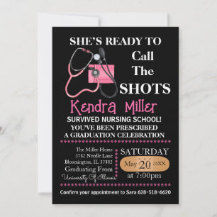 She’s Ready To Call The Shots Nursing Graduation Invitation