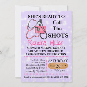She’s Ready To Call The Shots Nursing Graduation Invitation