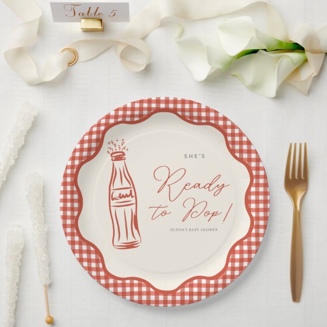 She’s ready to pop baby shower paper plate (Wedding)