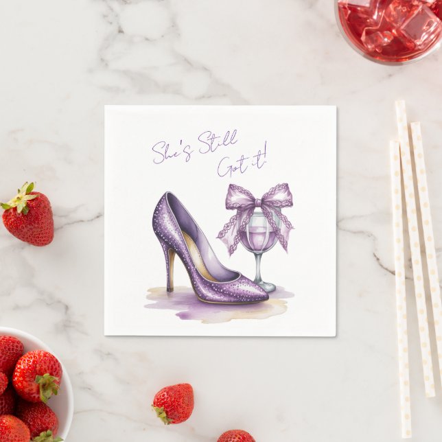 She’s Still Got It Purple High Heel Birthday Party Napkin (Insitu)