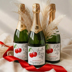 She’s the Cherry on Top 🍒 Bachelorette Party Sparkling Wine Label
