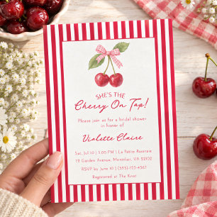 She’s The Cherry On Top Bow Bridal Shower Invitation